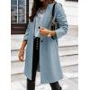 image:imageCHARTOU Women Casual 1 Button Mid Long Wool Trench Coat Jacket Peacoat Notched Lapel Pea Coat Winter OvercoatBlue