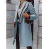 image:imageCHARTOU Women Casual 1 Button Mid Long Wool Trench Coat Jacket Peacoat Notched Lapel Pea Coat Winter OvercoatBlue