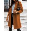 image:imageCHARTOU Women Casual 1 Button Mid Long Wool Trench Coat Jacket Peacoat Notched Lapel Pea Coat Winter OvercoatBrown