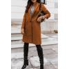 image:imageCHARTOU Women Casual 1 Button Mid Long Wool Trench Coat Jacket Peacoat Notched Lapel Pea Coat Winter OvercoatBrown