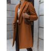 image:imageCHARTOU Women Casual 1 Button Mid Long Wool Trench Coat Jacket Peacoat Notched Lapel Pea Coat Winter OvercoatBrown