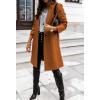 image:imageCHARTOU Women Casual 1 Button Mid Long Wool Trench Coat Jacket Peacoat Notched Lapel Pea Coat Winter OvercoatBrown