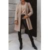 image:imageCHARTOU Women Casual 1 Button Mid Long Wool Trench Coat Jacket Peacoat Notched Lapel Pea Coat Winter OvercoatLight Apricot