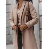 image:imageCHARTOU Women Casual 1 Button Mid Long Wool Trench Coat Jacket Peacoat Notched Lapel Pea Coat Winter OvercoatLight Apricot