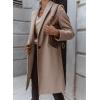 image:imageCHARTOU Women Casual 1 Button Mid Long Wool Trench Coat Jacket Peacoat Notched Lapel Pea Coat Winter OvercoatLight Apricot