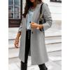 image:imageCHARTOU Women Casual 1 Button Mid Long Wool Trench Coat Jacket Peacoat Notched Lapel Pea Coat Winter OvercoatLight Grey