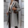 image:imageCHARTOU Women Casual 1 Button Mid Long Wool Trench Coat Jacket Peacoat Notched Lapel Pea Coat Winter OvercoatLight Grey