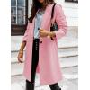 image:imageCHARTOU Women Casual 1 Button Mid Long Wool Trench Coat Jacket Peacoat Notched Lapel Pea Coat Winter OvercoatPink