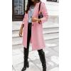 image:imageCHARTOU Women Casual 1 Button Mid Long Wool Trench Coat Jacket Peacoat Notched Lapel Pea Coat Winter OvercoatPink