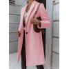 image:imageCHARTOU Women Casual 1 Button Mid Long Wool Trench Coat Jacket Peacoat Notched Lapel Pea Coat Winter OvercoatPink