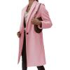 image:imageCHARTOU Women Casual 1 Button Mid Long Wool Trench Coat Jacket Peacoat Notched Lapel Pea Coat Winter OvercoatPink