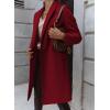 image:imageCHARTOU Women Casual 1 Button Mid Long Wool Trench Coat Jacket Peacoat Notched Lapel Pea Coat Winter OvercoatWine Red