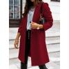 image:imageCHARTOU Women Casual 1 Button Mid Long Wool Trench Coat Jacket Peacoat Notched Lapel Pea Coat Winter OvercoatWine Red