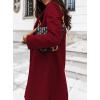 image:imageCHARTOU Women Casual 1 Button Mid Long Wool Trench Coat Jacket Peacoat Notched Lapel Pea Coat Winter OvercoatWine Red