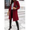image:imageCHARTOU Women Casual 1 Button Mid Long Wool Trench Coat Jacket Peacoat Notched Lapel Pea Coat Winter OvercoatWine Red