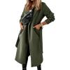 image:imageCHARTOU Women Casual Long Trench Coat Open Front Wool Coat Winter Jacket Peacoat Lapel Collar Overcoat with BeltArmy Green