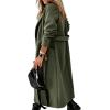 image:imageCHARTOU Women Casual Long Trench Coat Open Front Wool Coat Winter Jacket Peacoat Lapel Collar Overcoat with BeltArmy Green