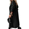 image:imageCHARTOU Women Casual Long Trench Coat Open Front Wool Coat Winter Jacket Peacoat Lapel Collar Overcoat with BeltBlack