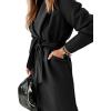 image:imageCHARTOU Women Casual Long Trench Coat Open Front Wool Coat Winter Jacket Peacoat Lapel Collar Overcoat with BeltBlack