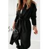 image:imageCHARTOU Women Casual Long Trench Coat Open Front Wool Coat Winter Jacket Peacoat Lapel Collar Overcoat with BeltBlack