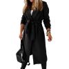 image:imageCHARTOU Women Casual Long Trench Coat Open Front Wool Coat Winter Jacket Peacoat Lapel Collar Overcoat with BeltBlack