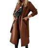 image:imageCHARTOU Women Casual Long Trench Coat Open Front Wool Coat Winter Jacket Peacoat Lapel Collar Overcoat with BeltBrown