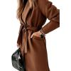 image:imageCHARTOU Women Casual Long Trench Coat Open Front Wool Coat Winter Jacket Peacoat Lapel Collar Overcoat with BeltBrown
