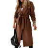 image:imageCHARTOU Women Casual Long Trench Coat Open Front Wool Coat Winter Jacket Peacoat Lapel Collar Overcoat with BeltBrown