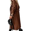 image:imageCHARTOU Women Casual Long Trench Coat Open Front Wool Coat Winter Jacket Peacoat Lapel Collar Overcoat with BeltBrown