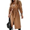 image:imageCHARTOU Women Casual Long Trench Coat Open Front Wool Coat Winter Jacket Peacoat Lapel Collar Overcoat with BeltCamel