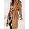 image:imageCHARTOU Women Casual Long Trench Coat Open Front Wool Coat Winter Jacket Peacoat Lapel Collar Overcoat with BeltCamel