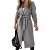 image:imageCHARTOU Women Casual Long Trench Coat Open Front Wool Coat Winter Jacket Peacoat Lapel Collar Overcoat with BeltGrey