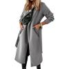 image:imageCHARTOU Women Casual Long Trench Coat Open Front Wool Coat Winter Jacket Peacoat Lapel Collar Overcoat with BeltGrey