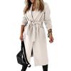 image:imageCHARTOU Women Casual Long Trench Coat Open Front Wool Coat Winter Jacket Peacoat Lapel Collar Overcoat with BeltWhite