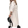 image:imageCHARTOU Women Casual Long Trench Coat Open Front Wool Coat Winter Jacket Peacoat Lapel Collar Overcoat with BeltWhite