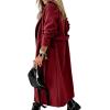 image:imageCHARTOU Women Casual Long Trench Coat Open Front Wool Coat Winter Jacket Peacoat Lapel Collar Overcoat with BeltWine Red