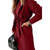 image:imageCHARTOU Women Casual Long Trench Coat Open Front Wool Coat Winter Jacket Peacoat Lapel Collar Overcoat with BeltWine Red