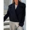 image:imageCHARTOU Women Double Breasted Cropped Peacoat Notch Lapel Tweed Crop Blazer Jacket Wool Blend Short OvercoatBlack
