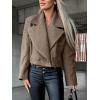 image:imageCHARTOU Women Double Breasted Cropped Peacoat Notch Lapel Tweed Crop Blazer Jacket Wool Blend Short OvercoatDark Khaki