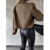 image:imageCHARTOU Women Double Breasted Cropped Peacoat Notch Lapel Tweed Crop Blazer Jacket Wool Blend Short OvercoatDark Khaki