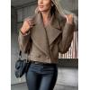 image:imageCHARTOU Women Double Breasted Cropped Peacoat Notch Lapel Tweed Crop Blazer Jacket Wool Blend Short OvercoatDark Khaki