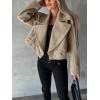 image:imageCHARTOU Women Double Breasted Cropped Peacoat Notch Lapel Tweed Crop Blazer Jacket Wool Blend Short OvercoatKhaki