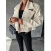 image:imageCHARTOU Women Double Breasted Cropped Peacoat Notch Lapel Tweed Crop Blazer Jacket Wool Blend Short OvercoatWhite