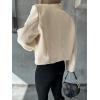 image:imageCHARTOU Women Double Breasted Cropped Peacoat Notch Lapel Tweed Crop Blazer Jacket Wool Blend Short OvercoatWhite