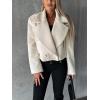 image:imageCHARTOU Women Double Breasted Cropped Peacoat Notch Lapel Tweed Crop Blazer Jacket Wool Blend Short OvercoatWhite