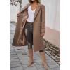 image:imageCHARTOU Women Elegant Lapel Tweed Pea Coats Trench Long Wool Double Breasted Casual Office Overcoat WinterBrown