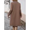 image:imageCHARTOU Women Elegant Lapel Tweed Pea Coats Trench Long Wool Double Breasted Casual Office Overcoat WinterBrown