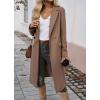 image:imageCHARTOU Women Elegant Lapel Tweed Pea Coats Trench Long Wool Double Breasted Casual Office Overcoat WinterBrown