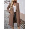 image:imageCHARTOU Women Elegant Lapel Tweed Pea Coats Trench Long Wool Double Breasted Casual Office Overcoat WinterBrown