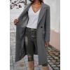 image:imageCHARTOU Women Elegant Lapel Tweed Pea Coats Trench Long Wool Double Breasted Casual Office Overcoat WinterGrey